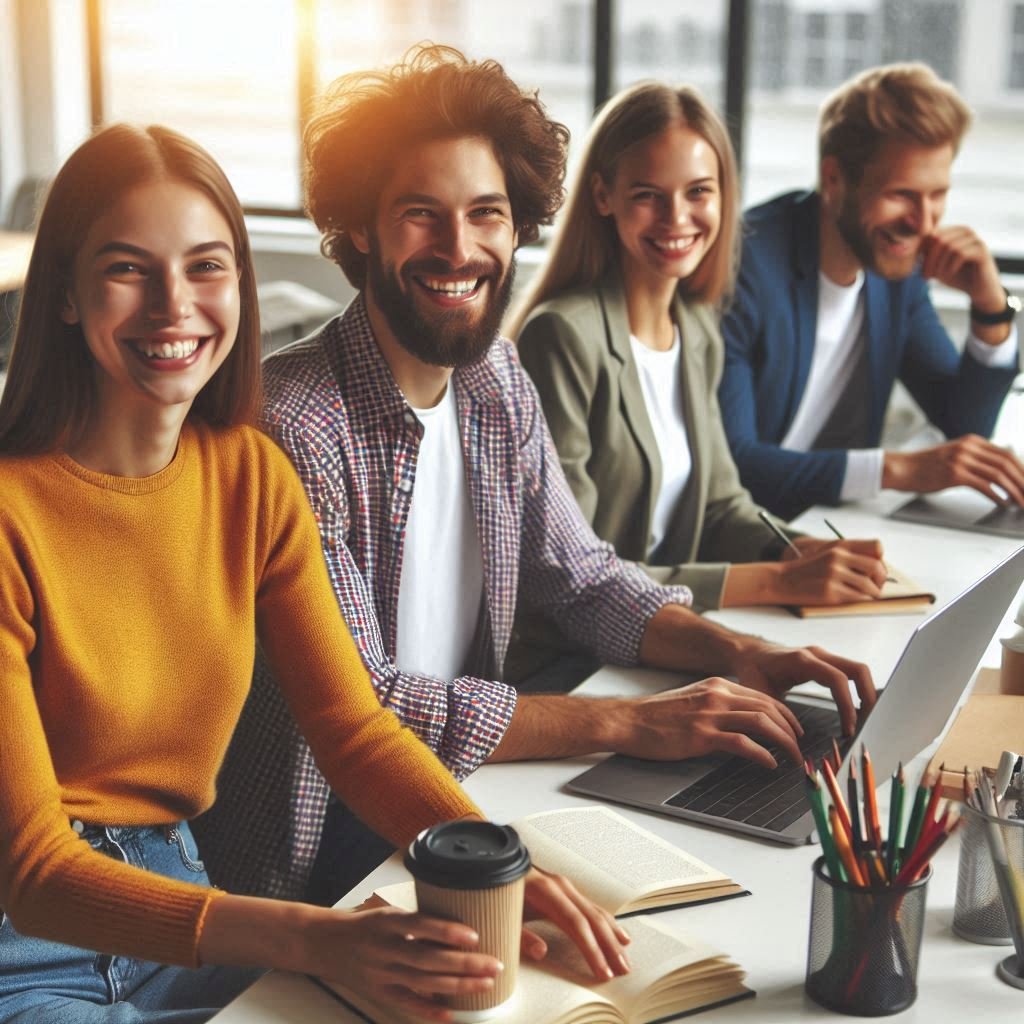 Professional team working in corporate office